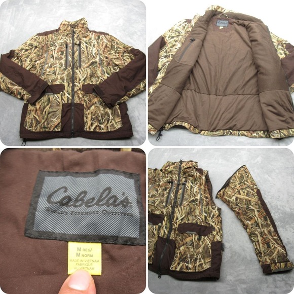 Cabelas Jacket Men Medium Mossy Oak Convertible Sleeves Water Resistant Reflecti